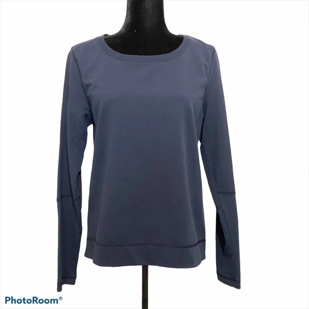 Lululemon navy crew neck sweater pleat back size 8